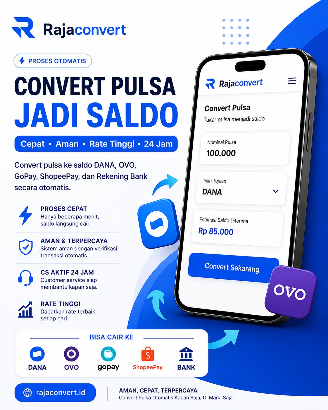 Cara Convert Pulsa Telkomsel ke DANA Otomatis di Rajaconvert