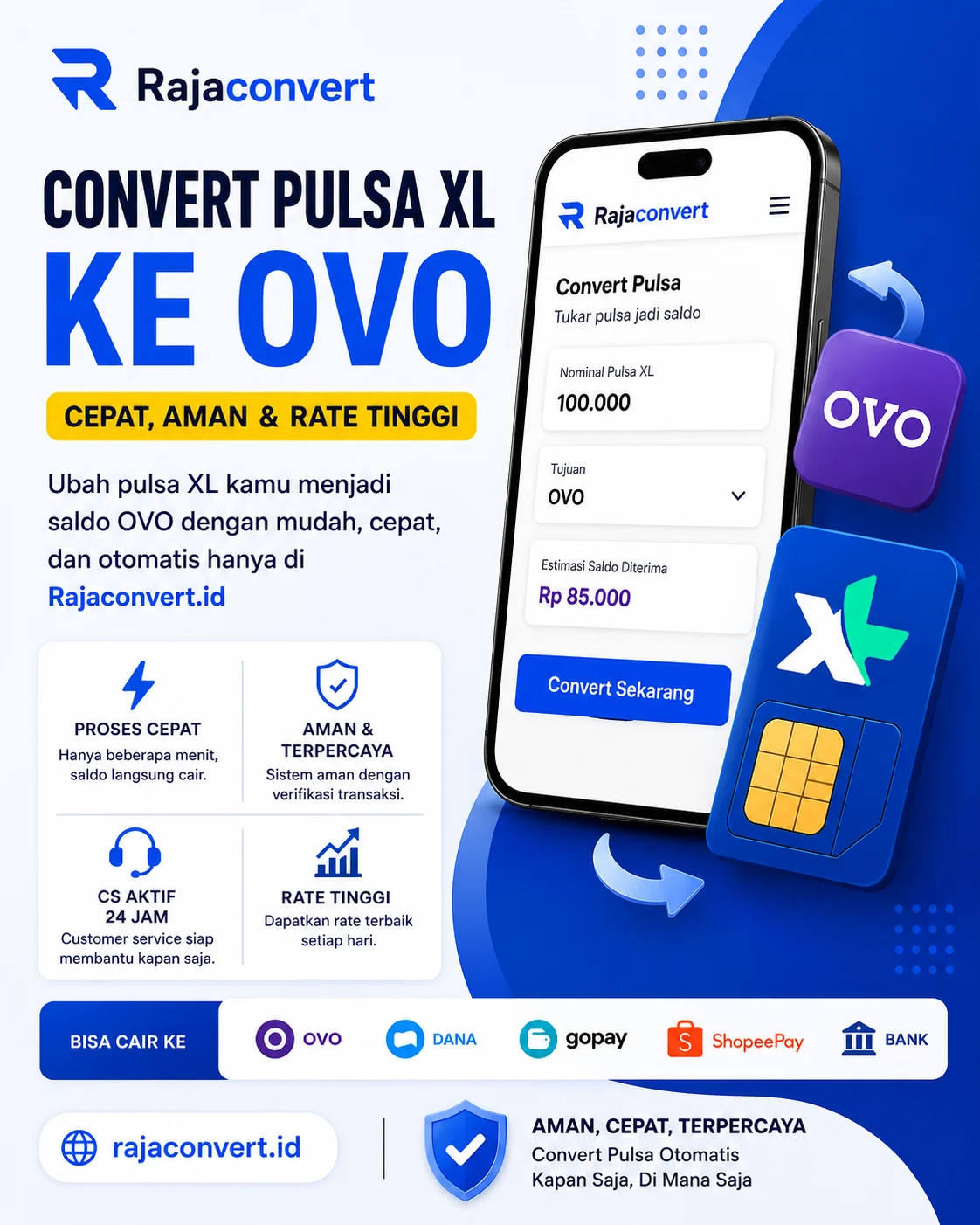 Cara Convert Pulsa XL ke OVO Cepat dan Aman di Rajaconvert